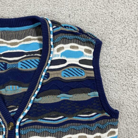 Vintage Sweater Women XL Blue 3D Textured Chunky Knit Colorful Coogi Style Cosby - Picture 4 of 12